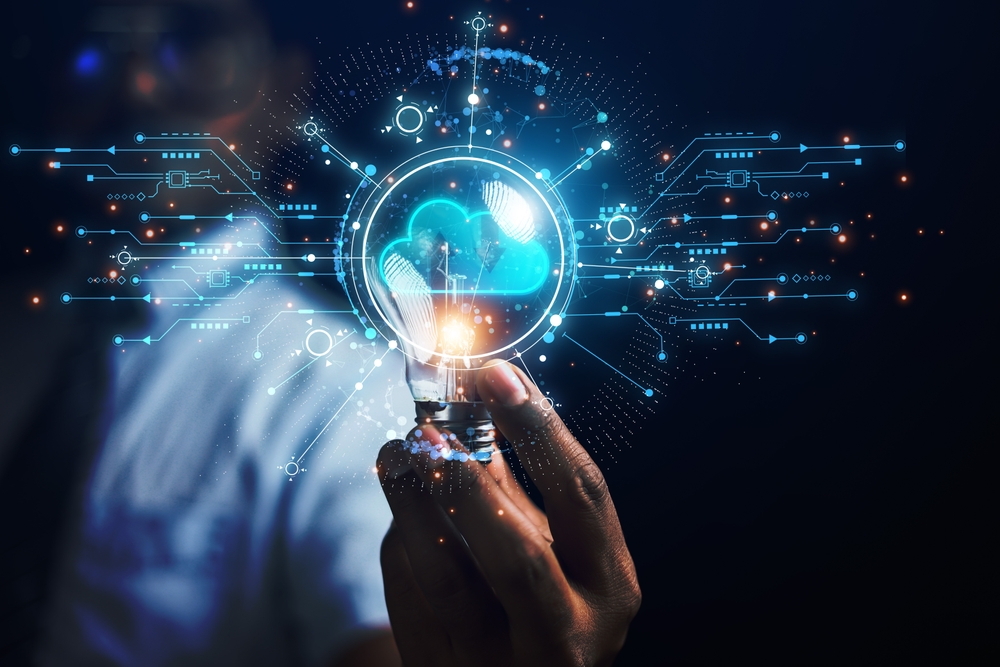 Imagen azul con logos de nube